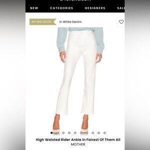 Mother Highwaisted Rider Ankle Size 28 white